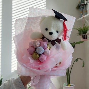 사탕꽃다발 곰인형 졸업식꽃다발