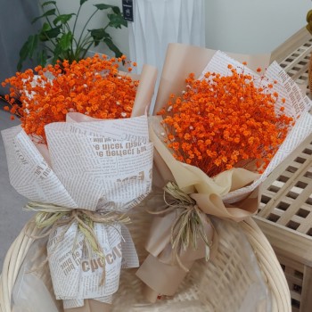 안개꽃다발 상큼한 오렌지 부케 시들지않는 프리저브드 보존화 특별한선물